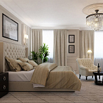 Кровать двуспальная бежевая с основанием из массива дерева с мягким изголовьем Flax Beds варинант исполнения - 4 | Loft Concept в Липецке