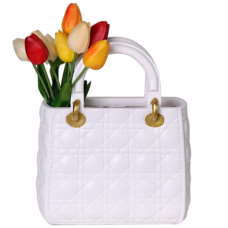 Декоративная ваза в виде сумки Bag Vase White Белый Золотой в Липецке | Loft Concept 