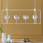 Люстра белая прямоугольная с абажурами в виде цветков тюльпана White Tulips варинант исполнения - 8 | Loft Concept в Липецке
