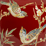 Настольная лампа бордовая с изображением птиц Slip Away варинант исполнения - 6 | Loft Concept в Липецке