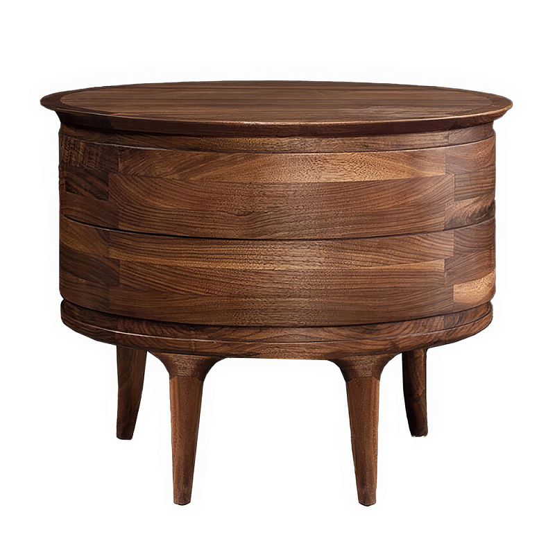 Прикроватный столик из дерева с 2-мя ящиками Moon Walnut Furniture Орех в Липецке | Loft Concept 