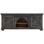 Деревянная ТВ-тумба из массива манго с резьбой Essua Grey Mango TV stand варинант исполнения - 1 | Loft Concept в Липецке