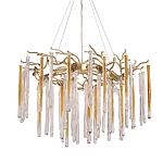 Люстра подвесная золотого цвета с разветвленными ветвями и прозрачными стеклянными подвесками Droplet Chandelier варинант исполнения - 1 | Loft Concept в Липецке