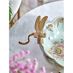 Чаша из голубого фарфора на бронзовых ножках с рисунком цветов и фигурками стрекоз Blue Garden варинант исполнения - 5 | Loft Concept в Липецке