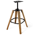 Барный стул со спинкой и металлической подставкой на 4-х деревянных ножках Бежевый Велюр Vendramin Chair варинант исполнения - 8 | Loft Concept в Липецке