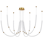 Люстра подвесная с 6-ю изогнутыми плафонами и белыми декоративными шариками PEARLS Suspension варинант исполнения - 1 | Loft Concept в Липецке