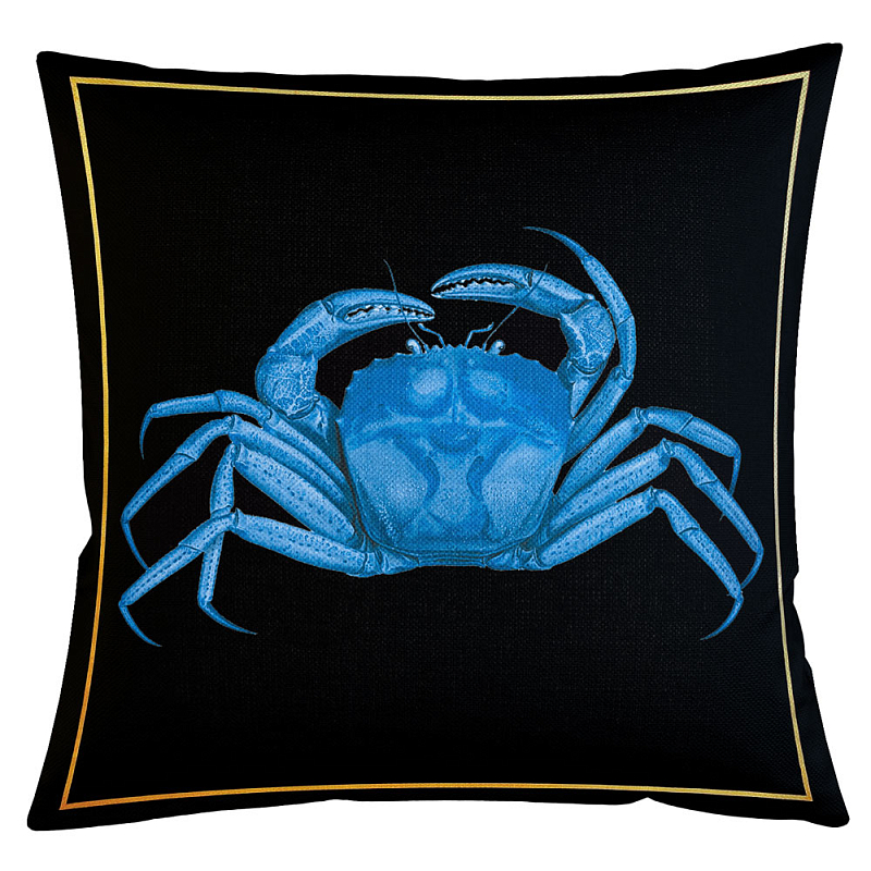 Декоративная подушка Blue Crab Бежевый Черный Морская синь Декоративная подушка Blue Crab Бежевый Черный Морская синь в Липецке | Loft Concept