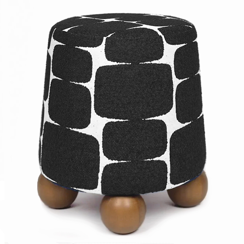 Пуф Wakonda Черно-Белый с круглыми ножками Белый Черный Коричневый в Липецке | Loft Concept 