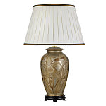 Настольная лампа восточная с основанием из керамики серебряная с цветочным и лиственным декором и белым плиссированным абажуром Elstead Lighting варинант исполнения - 1 | Loft Concept в Липецке