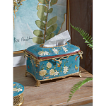 Салфетница прямоугольная голубого цвета с цветами и бабочками Blue Garden варинант исполнения - 3 | Loft Concept в Липецке