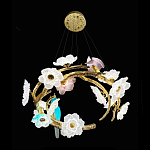 Люстра круглая на золотом каркасе с птичками и цветочным декором Miscellaneous herbs варинант исполнения - 8 | Loft Concept в Липецке