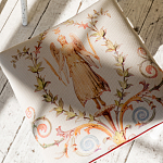 Банкетка одноместная из массива бука бежевая с растительным орнаментом Raffael Beige Floral Banquette варинант исполнения - 3 | Loft Concept в Липецке