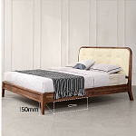 Кровать двуспальная с каркасом из дерева и мягким изголовьем Moon Walnut Bed варинант исполнения - 6 | Loft Concept в Липецке