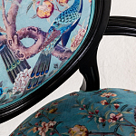 Полукресло из массива бука бирюзовое с изображением птиц и цветов Turquoise Chinoiserie Garden Chair варинант исполнения - 4 | Loft Concept в Липецке