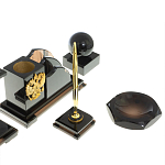 Настольный письменный набор с часами из природного камня обсидиана National Еmblem варинант исполнения - 5 | Loft Concept в Липецке