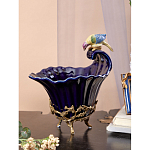 Чаша темно-синего цвета из фарфора с разноцветной птичкой Eden Garden porcelain and bronze варинант исполнения - 13 | Loft Concept в Липецке