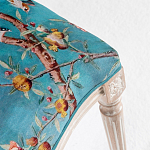 Стул из массива бука бирюзовый с изображением птиц и цветов Turquoise Beige Chinoiserie Peach Garden Chair варинант исполнения - 4 | Loft Concept в Липецке
