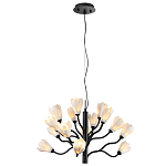 Люстра подвесная черного цвета с ветвями и белыми фарфоровыми цветами Floralis варинант исполнения - 4 | Loft Concept в Липецке