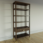 Стеллаж Elsa Dreams Walnut со стеклянными полками и ящиком варинант исполнения - 1 | Loft Concept в Липецке