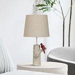 Настольная лампа с тканевым абажуром и основанием в виде птицы на дереве Simurq варинант исполнения - 3 | Loft Concept в Липецке