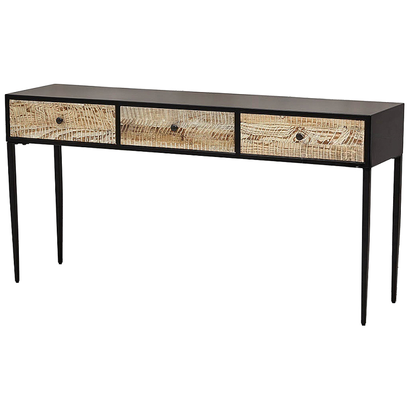 Консоль с 3-мя ящиками Pasion Console Черный Коричневый Древесина в Липецке | Loft Concept 