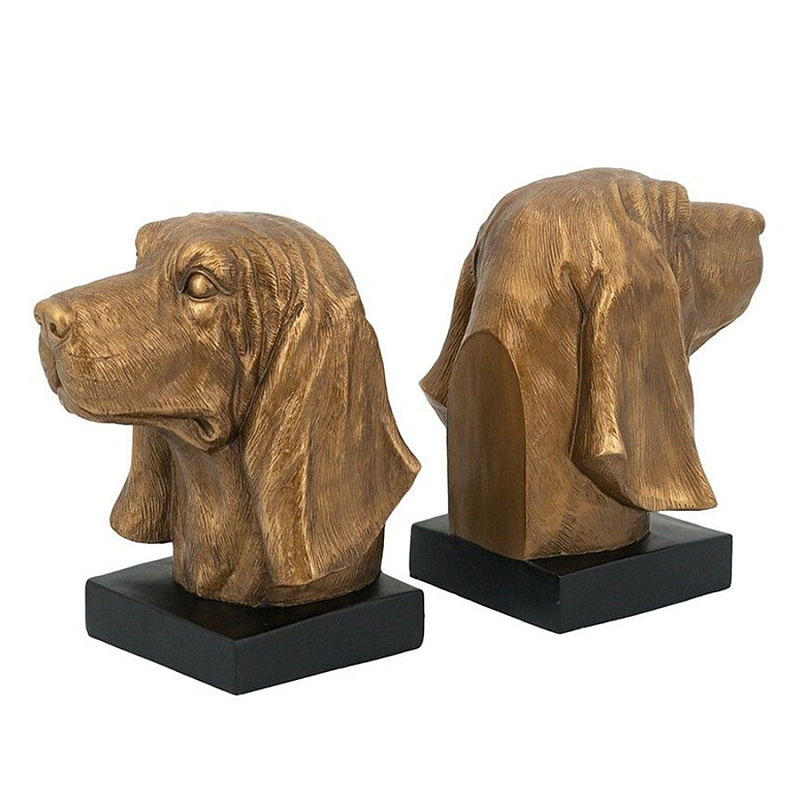 Держатель для книг с бронзовыми фигурками головы собаки Dog Elegance Бронза Черный Держатель для книг с бронзовыми фигурками головы собаки Dog Elegance Бронза Черный в Липецке | Loft Concept