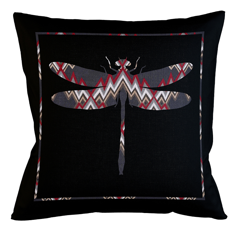 Подушка декоративная стрекоза цветной орнамент Ikat Pattern Мульти Бежевый Черный Подушка декоративная стрекоза цветной орнамент Ikat Pattern Мульти Бежевый Черный в Липецке | Loft Concept