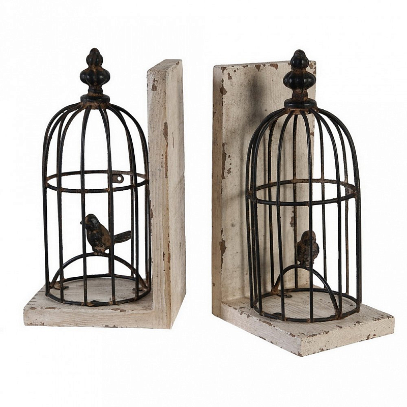 Держатель для книг Birds In Cage Бежево-серый Коричневый в Липецке | Loft Concept 