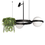 Подвесной светильник с 2-мя шарообразными плафонами и цилиндрическим спотом Light of Еyes варинант исполнения - 1 | Loft Concept в Липецке