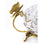 Конфетница из прозрачного рельефного стекла с ручками в виде стрекоз и фигуркой лебедя Eden Garden варинант исполнения - 2 | Loft Concept в Липецке