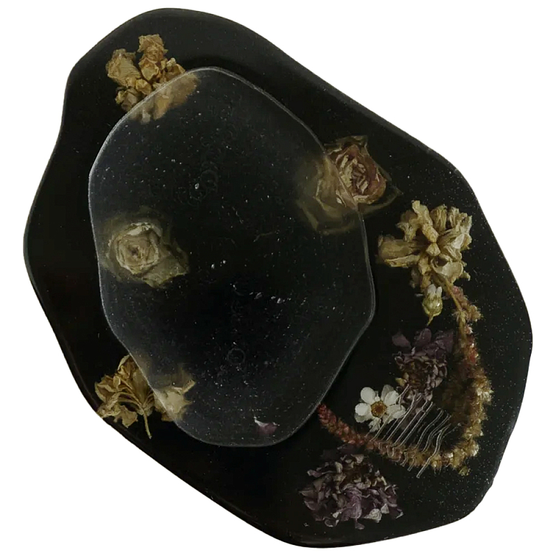 Подставка из эпоксидной смолы с цветами черная Epoxy Resin Flowers Black Черный Подставка из эпоксидной смолы с цветами черная Epoxy Resin Flowers Black Черный в Липецке | Loft Concept