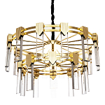 Двухъярусная люстра с прямоугольными хрустальными плафонами Glass Rectangles Gold Chandelier 76 варинант исполнения - 1 | Loft Concept в Липецке