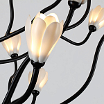 Люстра подвесная черного цвета с ветвями и белыми фарфоровыми цветами Floralis варинант исполнения - 13 | Loft Concept в Липецке