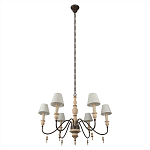 Люстра на металлическом основании с 6-ю белыми тканевыми абажурами Terrain варинант исполнения - 4 | Loft Concept в Липецке