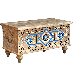 Сундук из массива манго Grey Mango Collection Blue Ornament