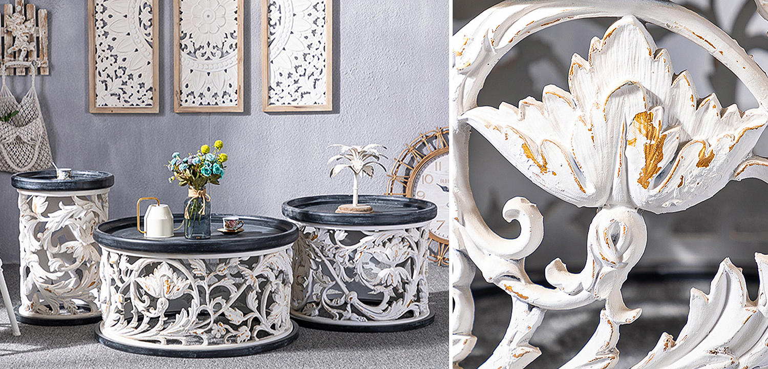 Кофейный стол Fleurette Provence Black White Coffee Table 80 Кофейный стол Fleurette Provence Black White Coffee Table 80 - Loft-Concept в Липецке