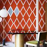 Обои ручная роспись Chez Nina by India Mahdavi Lantana colourway on Arancio dyed silk варинант исполнения - 4 | Loft Concept в Липецке