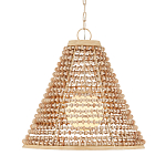 Подвесной светильник в форме колокола из деревянных бусин Wooden Beads варинант исполнения - 1 | Loft Concept в Липецке