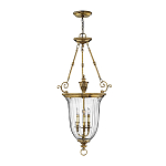 Подвесной светильник латунный с рифленым прозрачным плафоном и тремя свечеподобными лампами в классическом стиле Hinkley варинант исполнения - 2 | Loft Concept в Липецке
