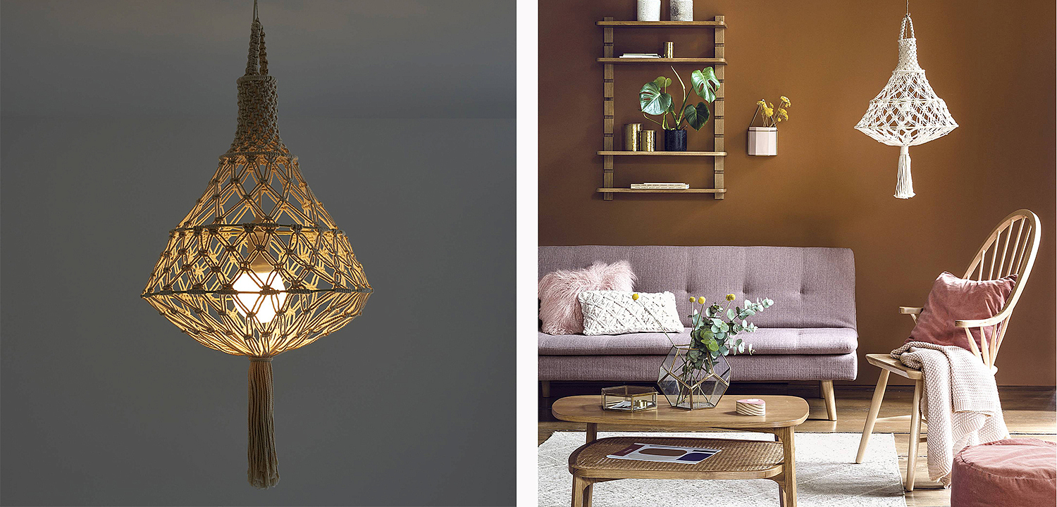 Подвесной светильник Macrame Wicker Hanging lamp Подвесной светильник Macrame Wicker Hanging lamp - Loft-Concept в Липецке