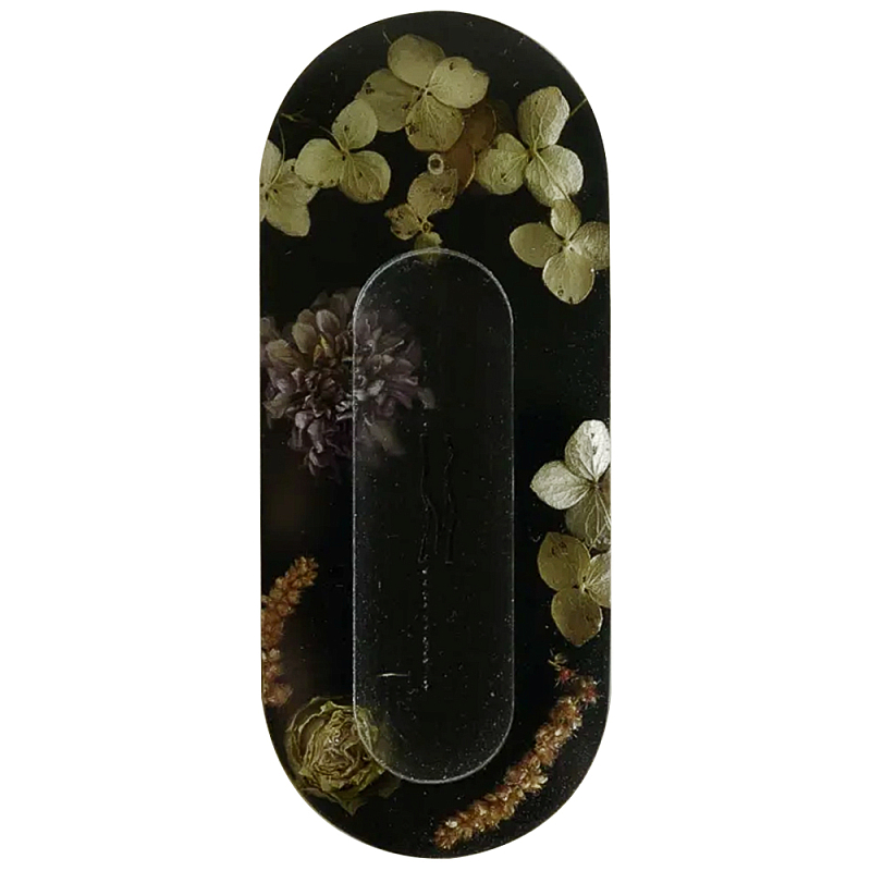 Подставка под благовония из эпоксидной смолы с цветами черная Epoxy Resin Flowers Incense Oval Stand Black Черный в Липецке | Loft Concept 