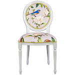 Стул светло-серый из натурального бука с изображением птиц и цветов Blooming Blue Birds варинант исполнения - 1 | Loft Concept в Липецке