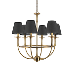 Люстра на металлическом основании бронзового цвета с 6-ю черными конусовидными абажурами Dignity варинант исполнения - 2 | Loft Concept в Липецке