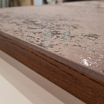 Стол обеденный с коричневой квадратной столешницей из керамики на четырех деревянных ножках Brown Ceramics варинант исполнения - 2 | Loft Concept в Липецке