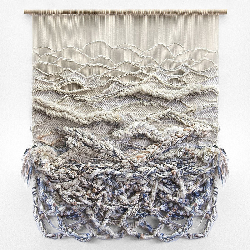 Дизайнерское современное текстильное панно Жемчуг Бежевый Голубой в Липецке | Loft Concept 