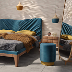 Пуф синий велюр на золотом металлическом основании Golden Belt варинант исполнения - 4 | Loft Concept в Липецке