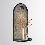 Настенный светильник зеленого цвета с черной рамкой овальной формы с полкой Herbarium  варинант исполнения - 2 | Loft Concept в Липецке