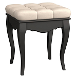 Пуф из массива бука с бежевой обивкой из велюра White Provence Black Provence варинант исполнения - 1 | Loft Concept в Липецке