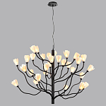 Люстра подвесная черного цвета с ветвями и белыми фарфоровыми цветами Floralis варинант исполнения - 12 | Loft Concept в Липецке