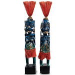 Комплект из 2-х деревянных статуэток Asmat Straw Headdress Statuettes Multicolor варинант исполнения - 2 | Loft Concept в Липецке
